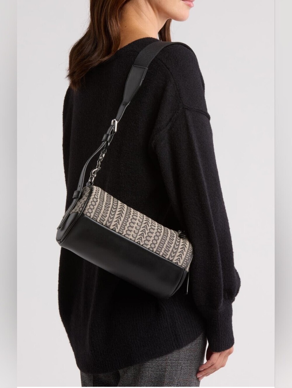 Marc Jacobs Logo Jacquard & Barrel Shoulder Bag.